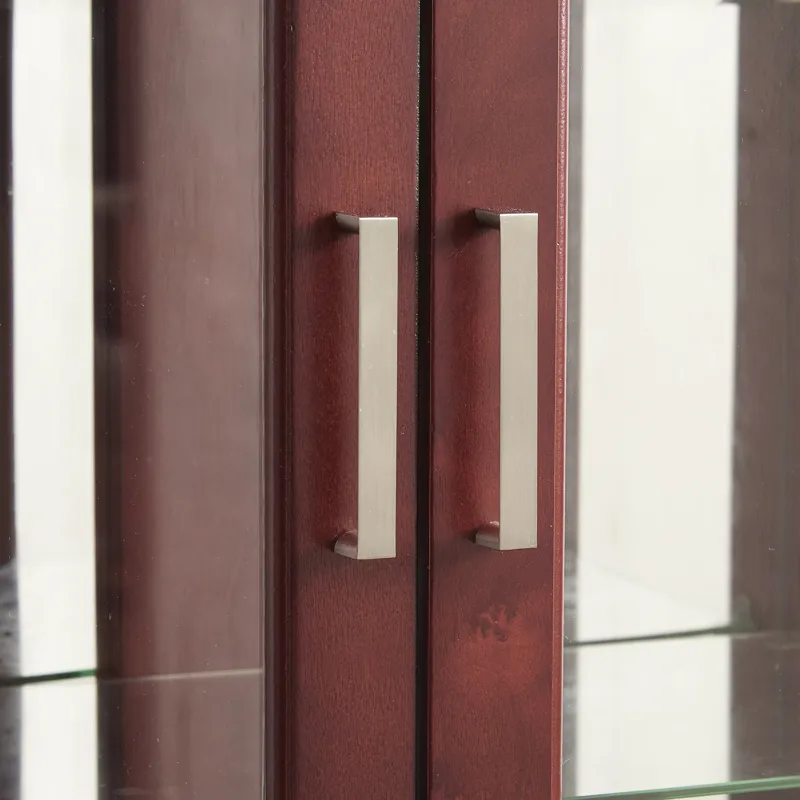 Curio Cabinet Lighted Curio Diapaly Cabinet With Adjustable Shelves And Mirrored Back Panel, Tempere