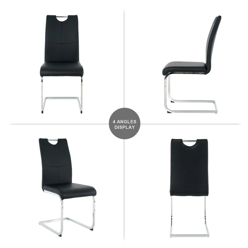 Modern Dining Chairs With Faux Leather Padded Seat Dining Living Room Chairs Upholstered Chair With 