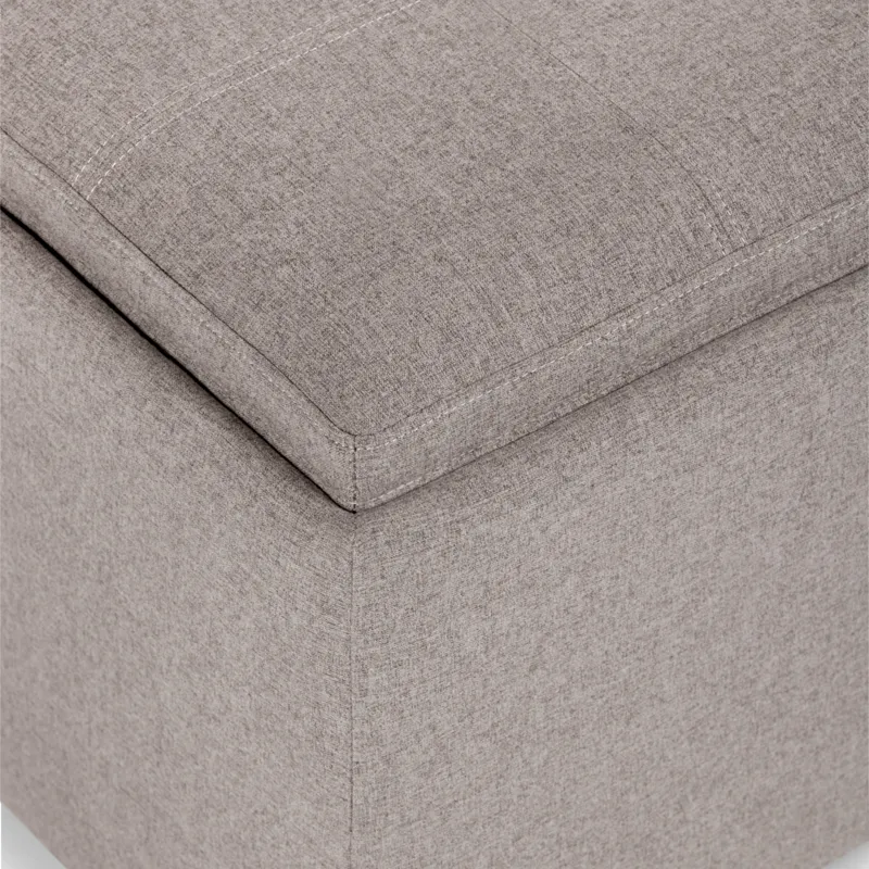 Avalon - Square Coffee Table Storage Ottoman - Cloud Grey