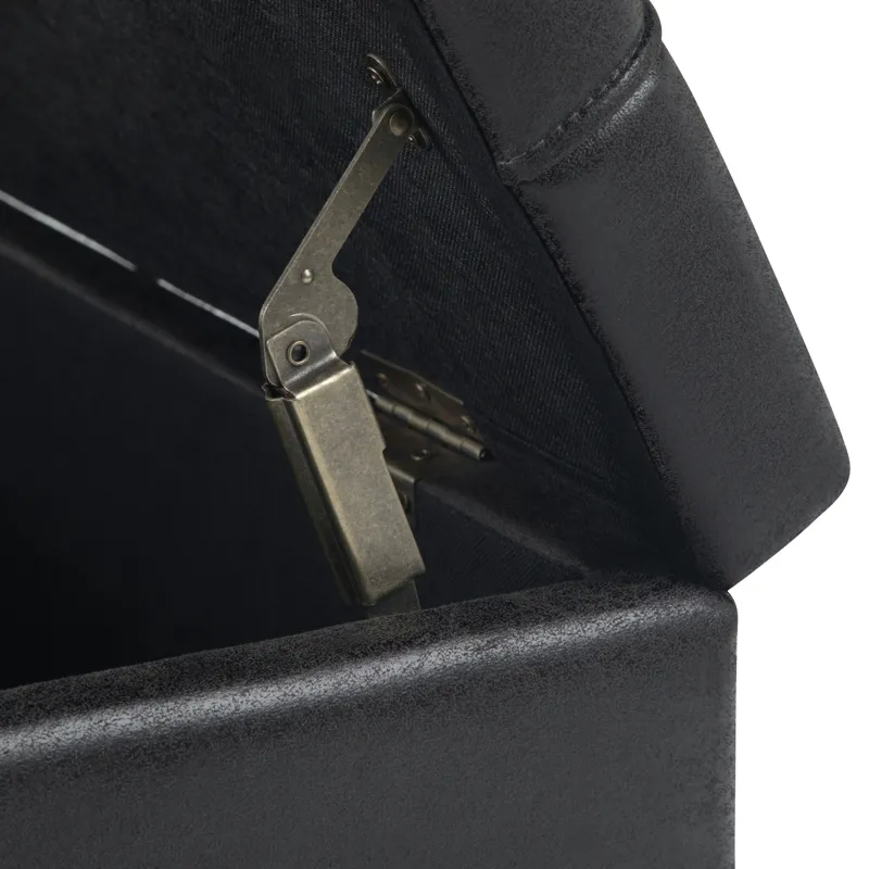 Harrison - Coffee Table Storage Ottoman - Distressed Black