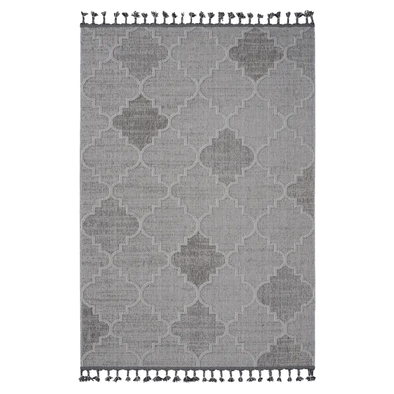 5\' x 7\' Trellis Indoor / Outdoor Area Rug - White / Gray