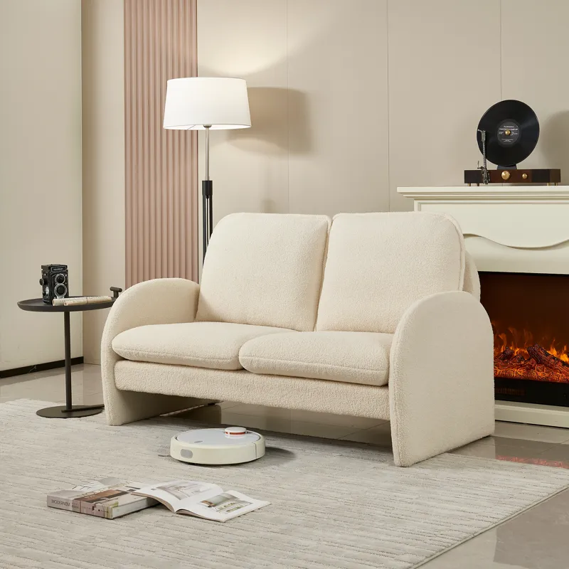Loveseat Sofa Small Couch For Living Room, Sherpa Fabric Upholstered Loveseat Sofa Couch, Small Love