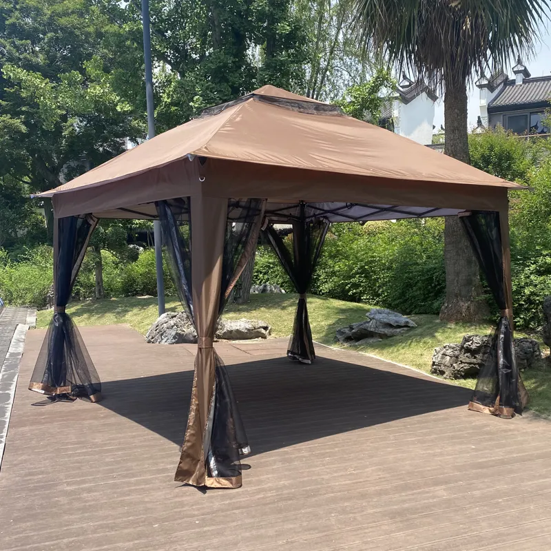 Outdoor 11X 11Ft Pop Up Gazebo Canopy With Removable Zipper Netting, 2 Tier Soft Top Event Tent, Sui