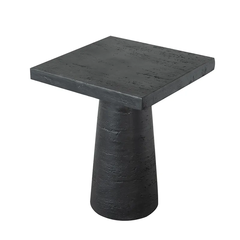 Square Side Table With Pedestal Base - Black