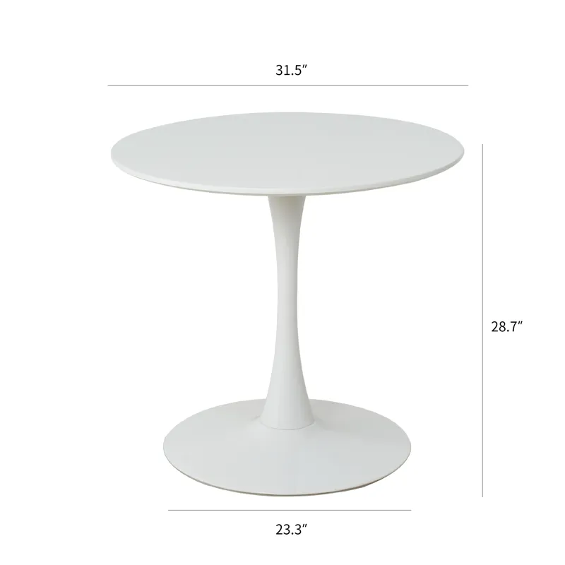Modern Gray Simple PU Dining Chair Upholstered Chair Family Bedroom Stool Back Dressing, White Round