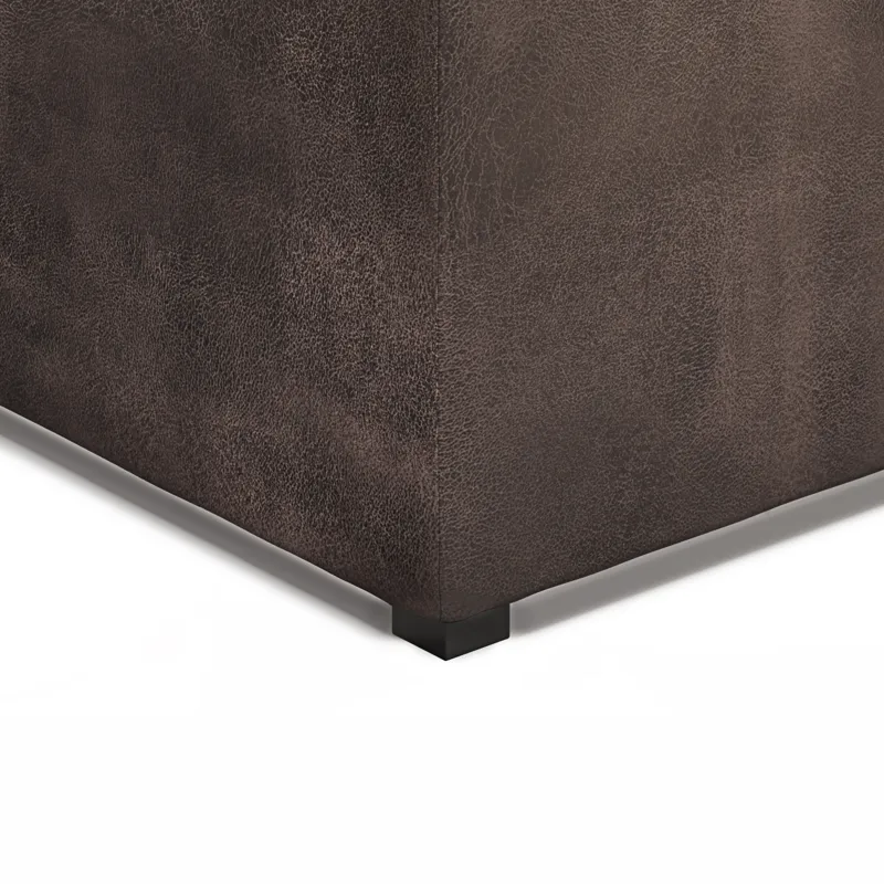 Avalon - Square Coffee Table Storage Ottoman - Distressed Brown