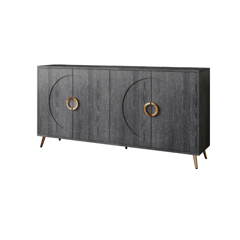 Modern Lacquered 4 Door Wooden Cabinet Sideboard Buffet Server Cabinet Storage Cabinet, For Living R