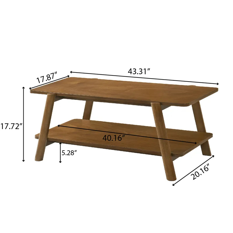 Metz - Mid-Century Modern Wood Shelf 3 Piece Coffee Table Set - Walnut