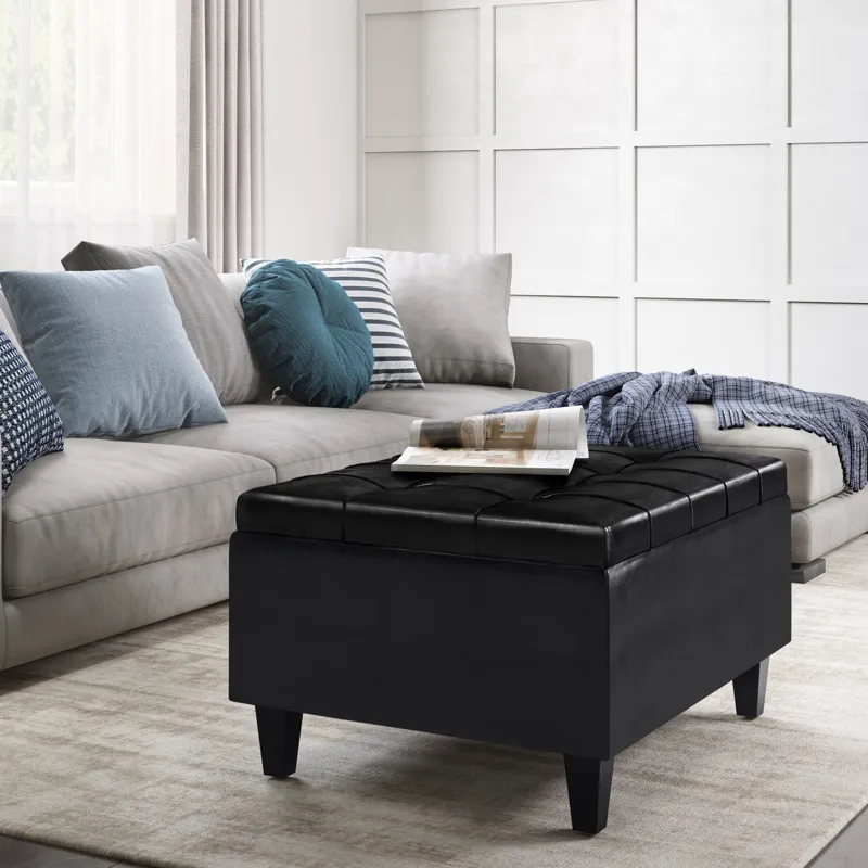 Harrison - Small Coffee Table Storage Ottoman - Midnight Black