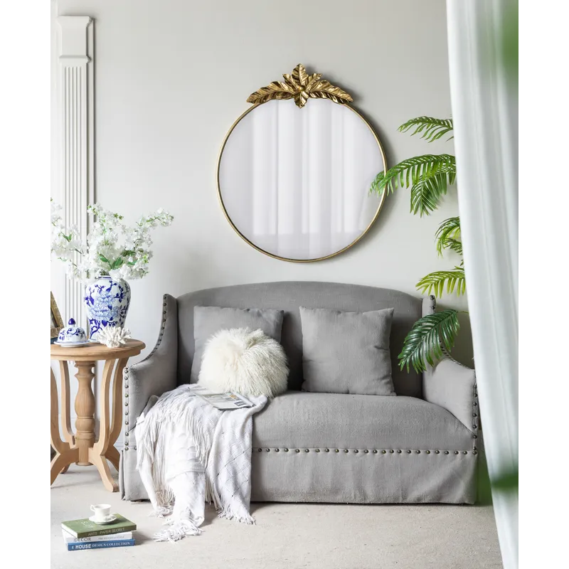 Large Round Wall Mirror With Metal Frame, Circle Accent Mirror For Living Room Bedroom Entryway - Go