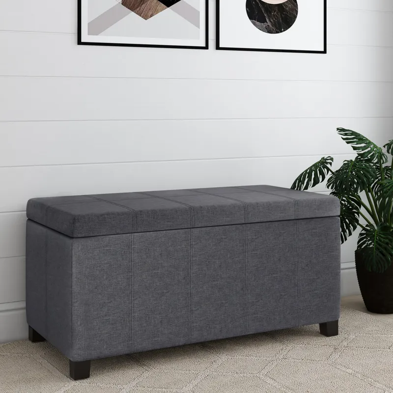 Dover - Storage Ottoman Bench - Slate Grey