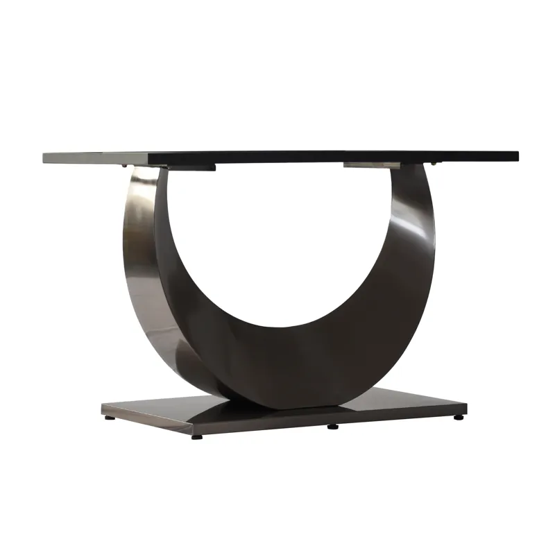 63\" Modern Artificial Stone Crescent-Shaped Metal Legs, Can Accommodate 6-8 People - White / Black
