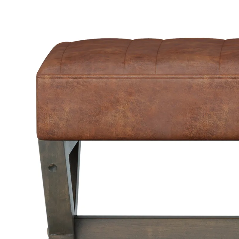 Salinger - Large Ottoman Bench - Distressed Saddle Brown