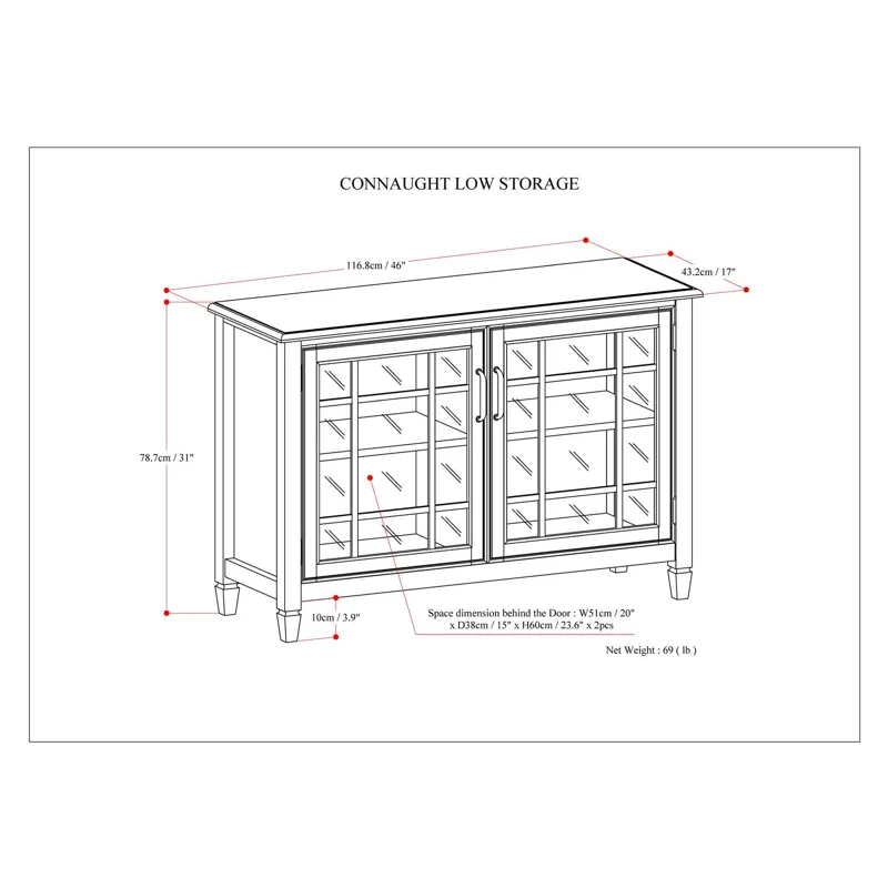 Connaught - Low Storage Cabinet - Dark Chestnut Brown