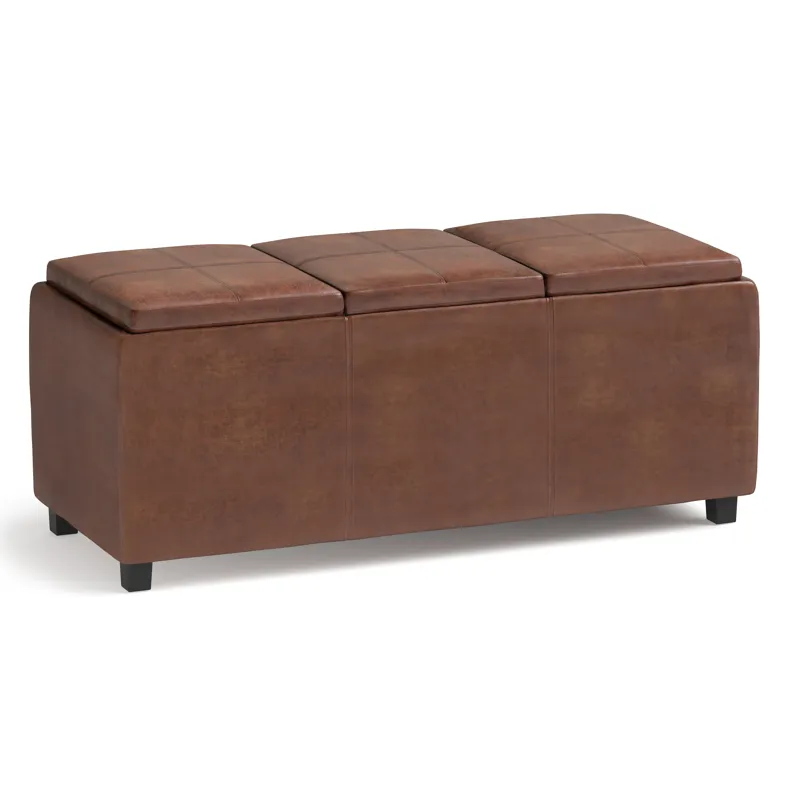 Avalon - Storage Ottoman - Distressed Saddle Brown