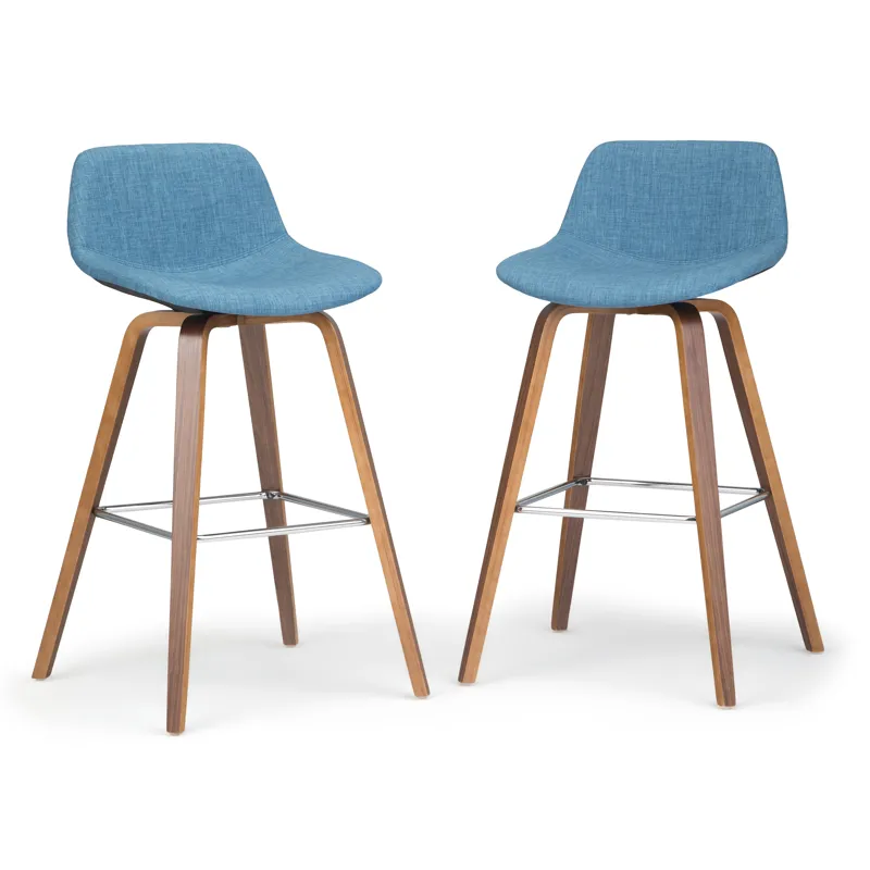 Randolph - Bentwood Counter Height Stool (Set of 2) - Medium Blue / Dark Brown