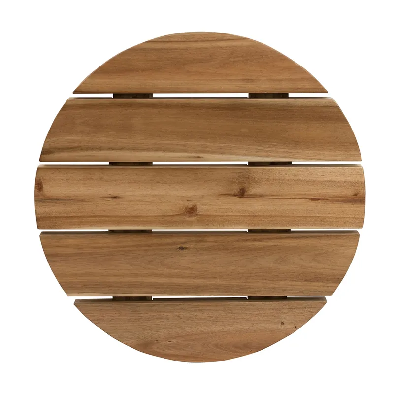 Round Side Table, Solid Wood - Natural Brown