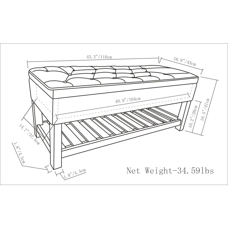 Lomond - Storage Ottoman Bench - Tanners Brown