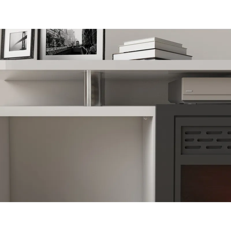 TV Cabinet, TV Unit With Fireplace, Have Heat And Flame Color Changes - White