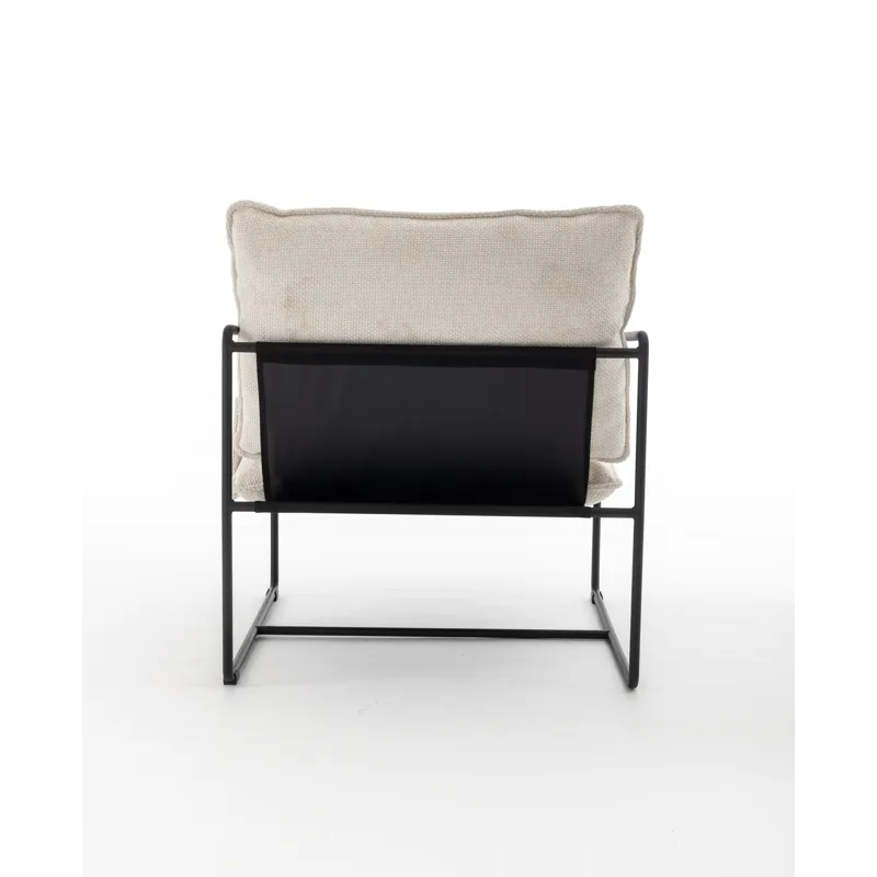 Upholstered Hanging Armchair With Arm Pocket Metal Frame, Crushed Foam Cushions And Skin-Friendly Br