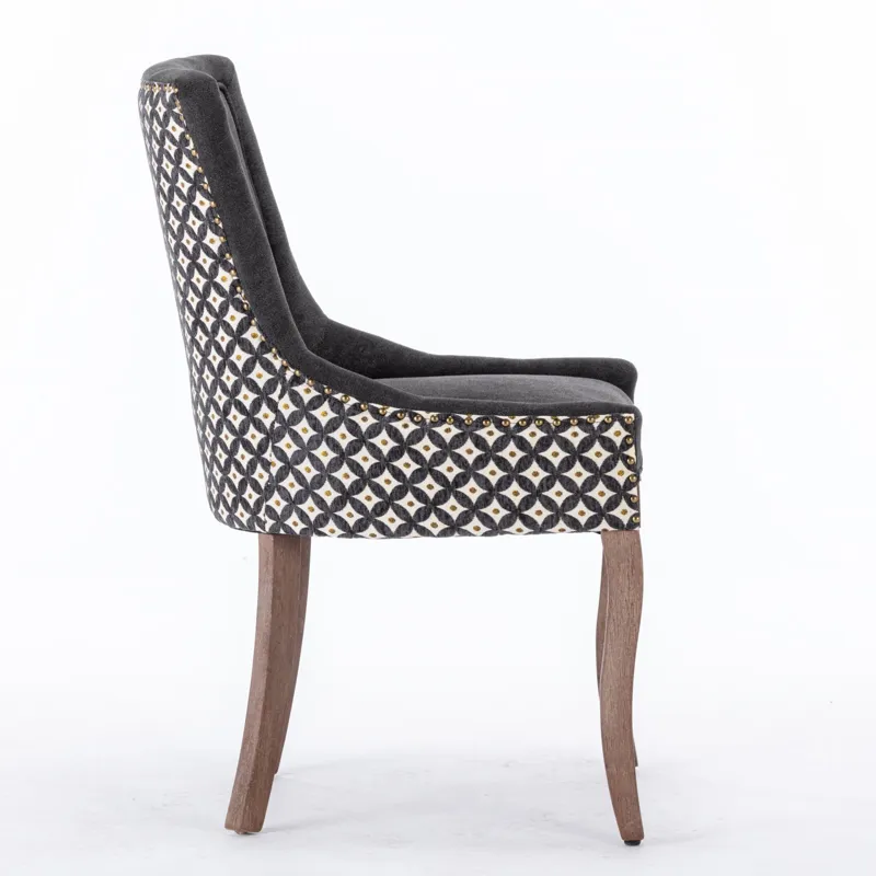 Ultra Side Dining Chair, Thickened Fabric Chairs With Neutrally Toned Solid Wood Legs, Bronze Nail H