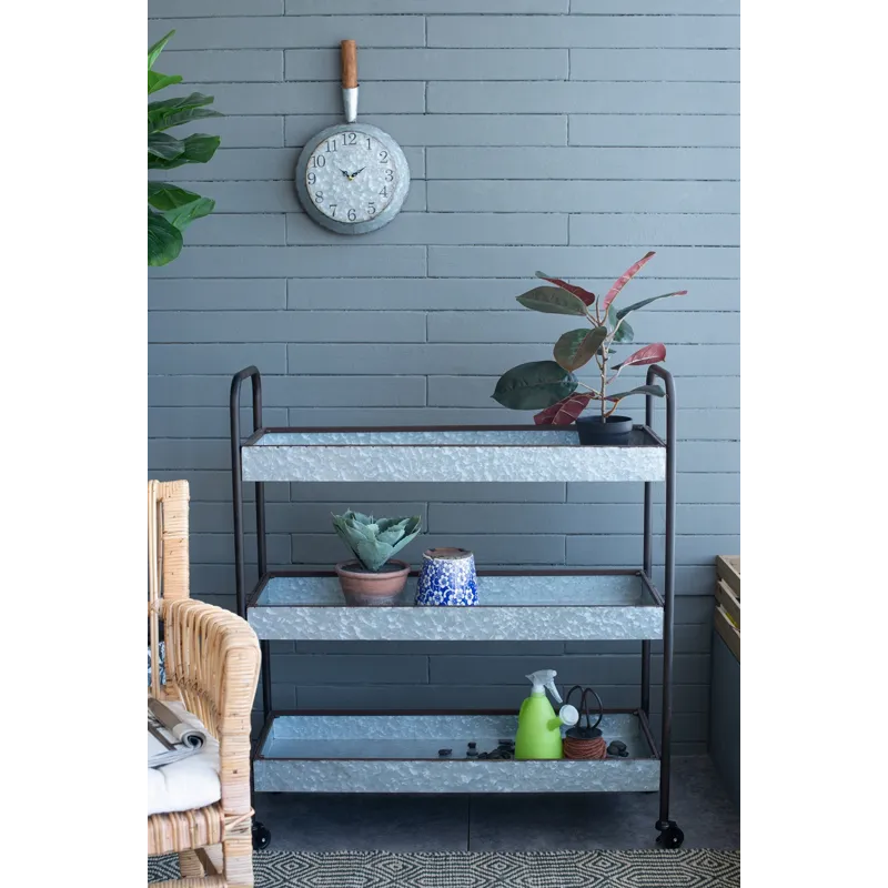 Homestead Galvanized Shelf Display 3 Tier - Metallic Gray