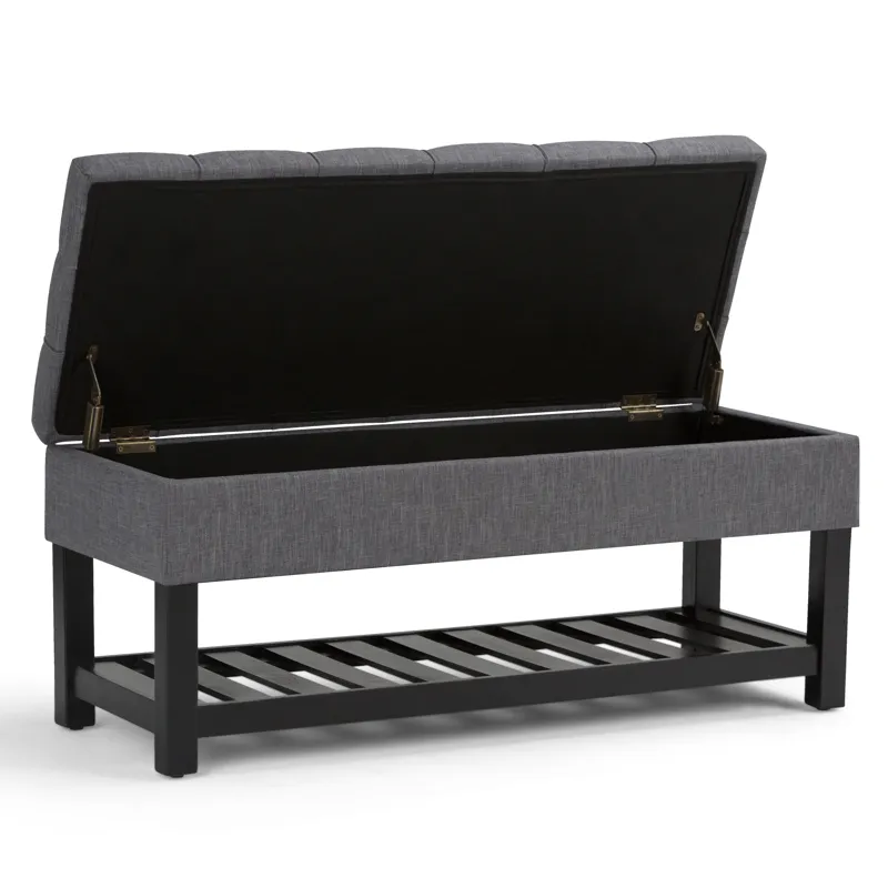 Saxon - Storage Ottoman Bench - Slate Grey