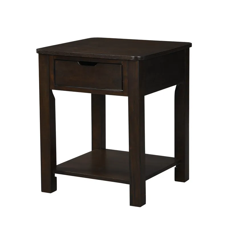 Flora - 20\" MDF End Table With Drawer - Dark Brown