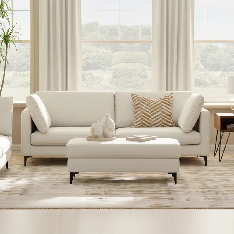 Ava - 90\" Mid Century Sofa - Cream
