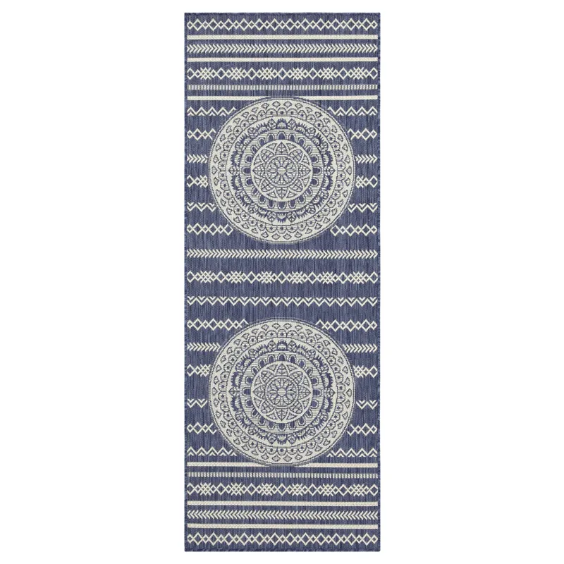 Sunshine - 2\'7\" X 7\'3\" Indoor / Outdoor Area Rug, Polypropylene - Blue