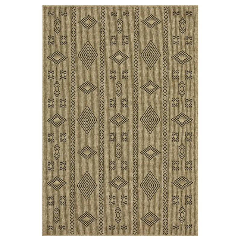 Earth - 7\'10\" X 10\'3\" Indoor / Outdoor Area Rug - Natural / Black