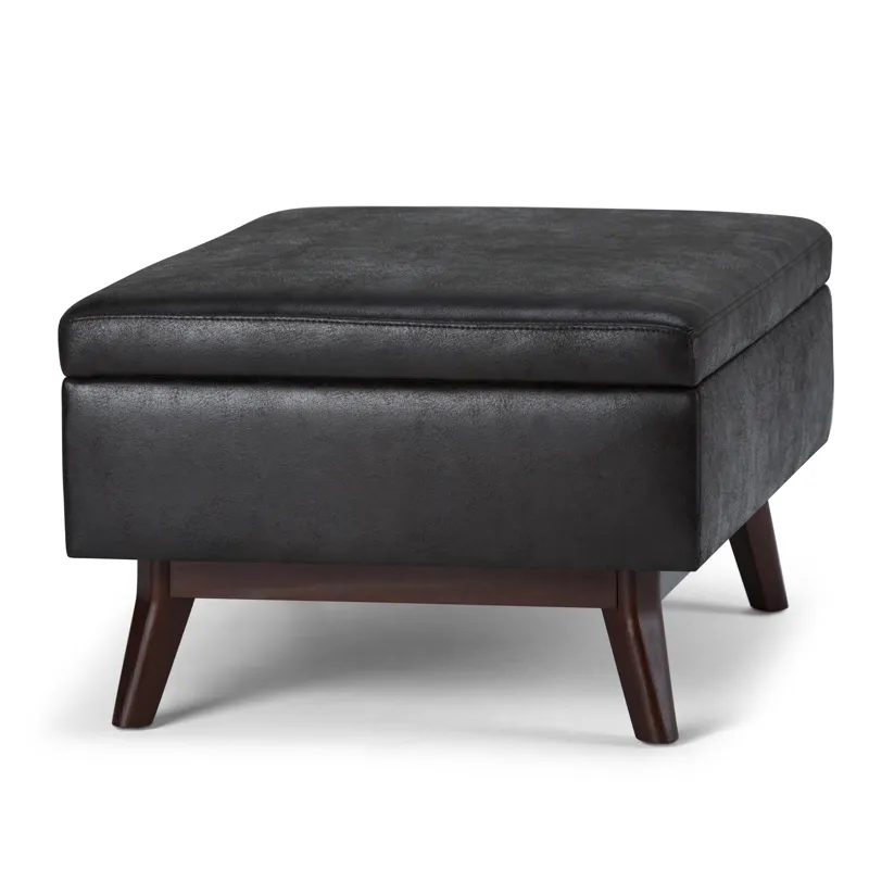 Owen - Coffee Table Storage Ottoman - Distressed Black
