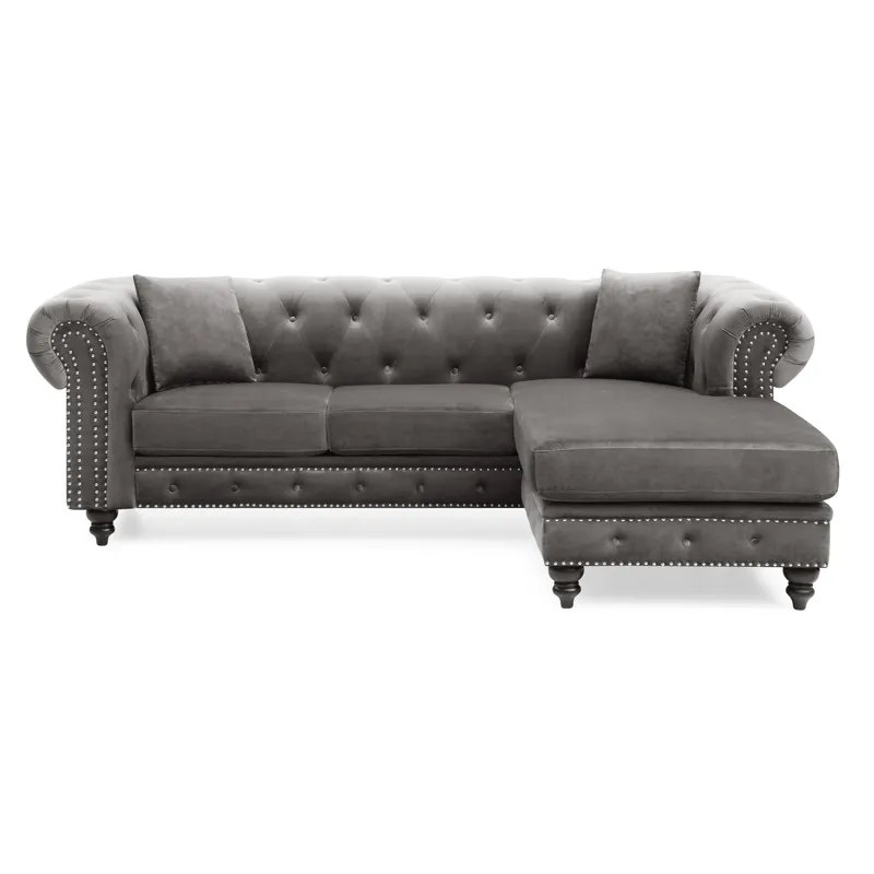Nola - G0350B-SC Sofa Chaise (3 Boxes) - Dark Gray