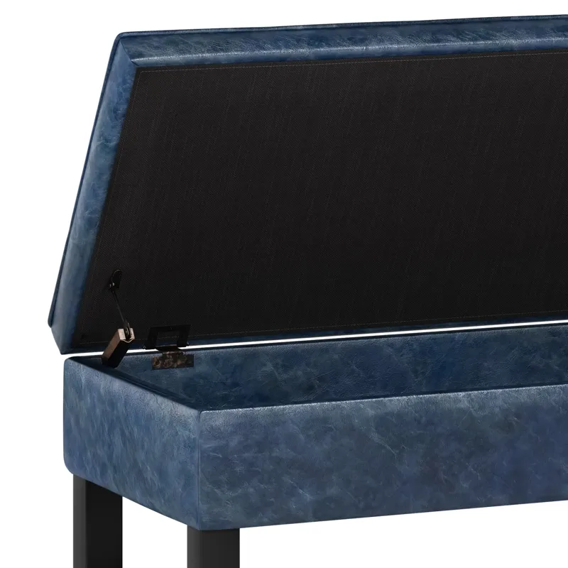 Cosmopolitan - Storage Ottoman Bench with Open Bottom - Denim Blue