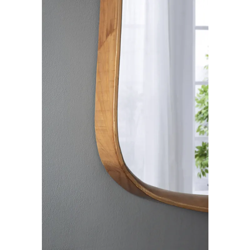 Irrgeular Mirror With Wood Frame, Wall Mirror For Living Room, Bathroom Entryway - Brown