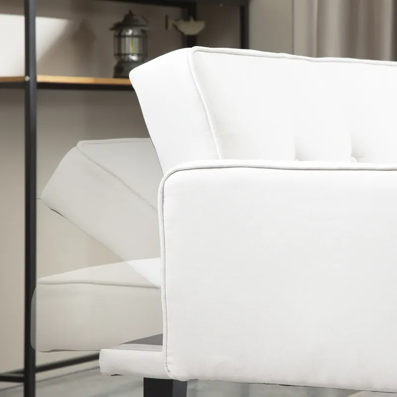 Futon Sofa Bed Convertible Couch Bed With Armrests Modern Living Room Linen Sofa Bed, Folding Reclin
