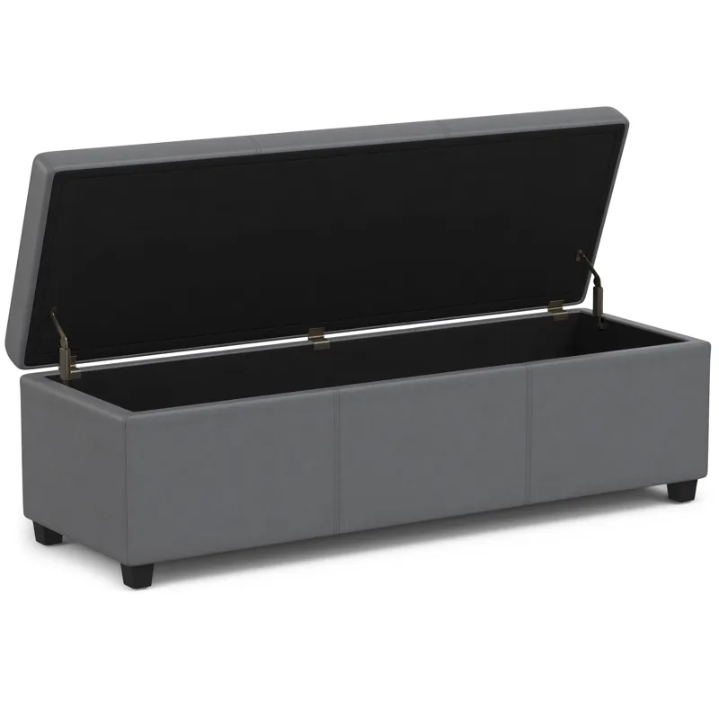 Avalon - Extra Large Storage Ottoman Bench - Stone Grey