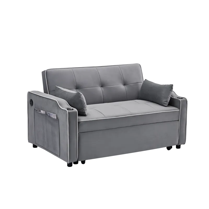 Sofa Bed, 3 In 1 Convertible Sofa Chair Bed, Adjustable Backrest Chair, Chaise Lounge With USB Ports