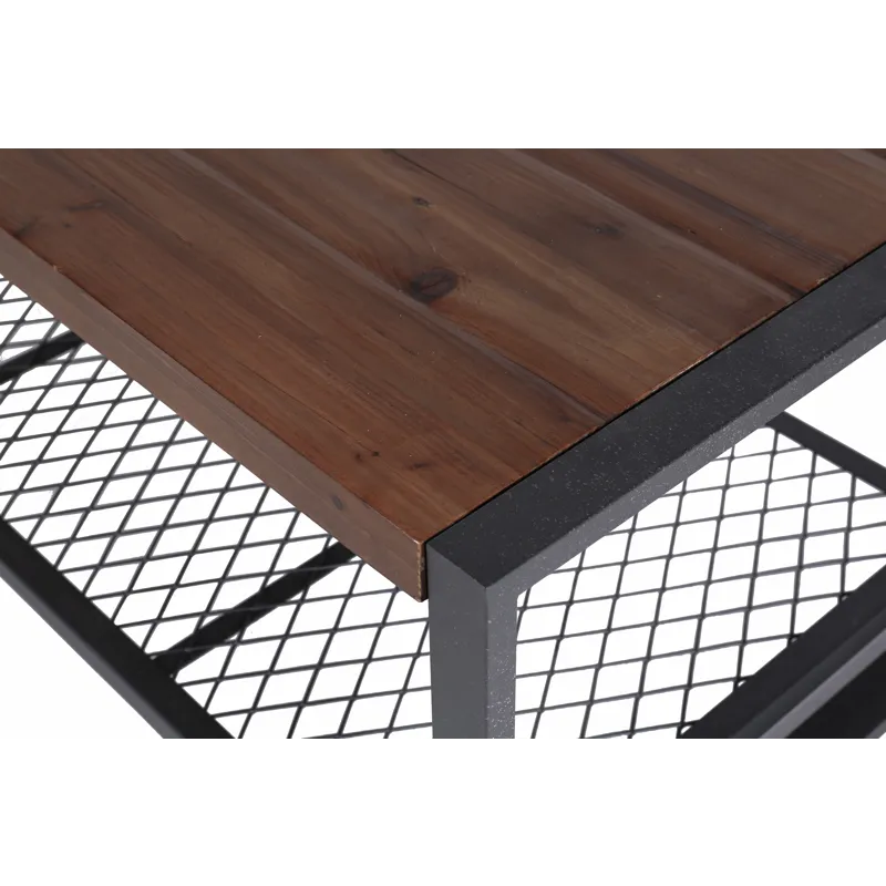 Console Coffee Table With Reclaimed Wood Finish, For Living Room - Natural