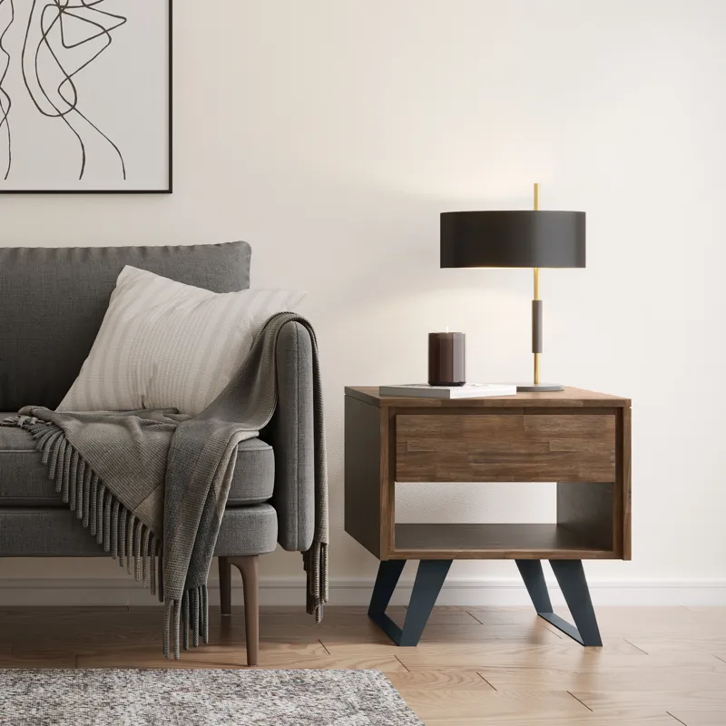 Lowry - End Table - Rustic Natural Aged Brown