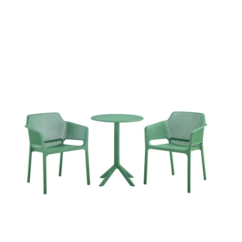 3 Piece Plastic Arm Chair Bistro Grs Premium Ocean Plastic - Green