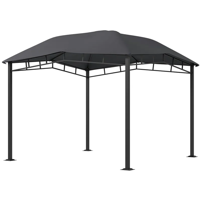 Outsunny - 10\' x 10\' Soft Top Patio Gazebo Outdoor Canopy With Unique Geometric Design Roof, All-W