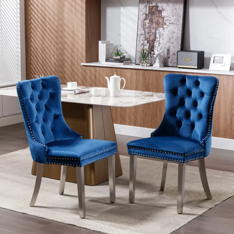Nikki - Modern, High-End Tufted Solid Wood Contemporary Velvet Upholstered Dining Chair With Chrome 