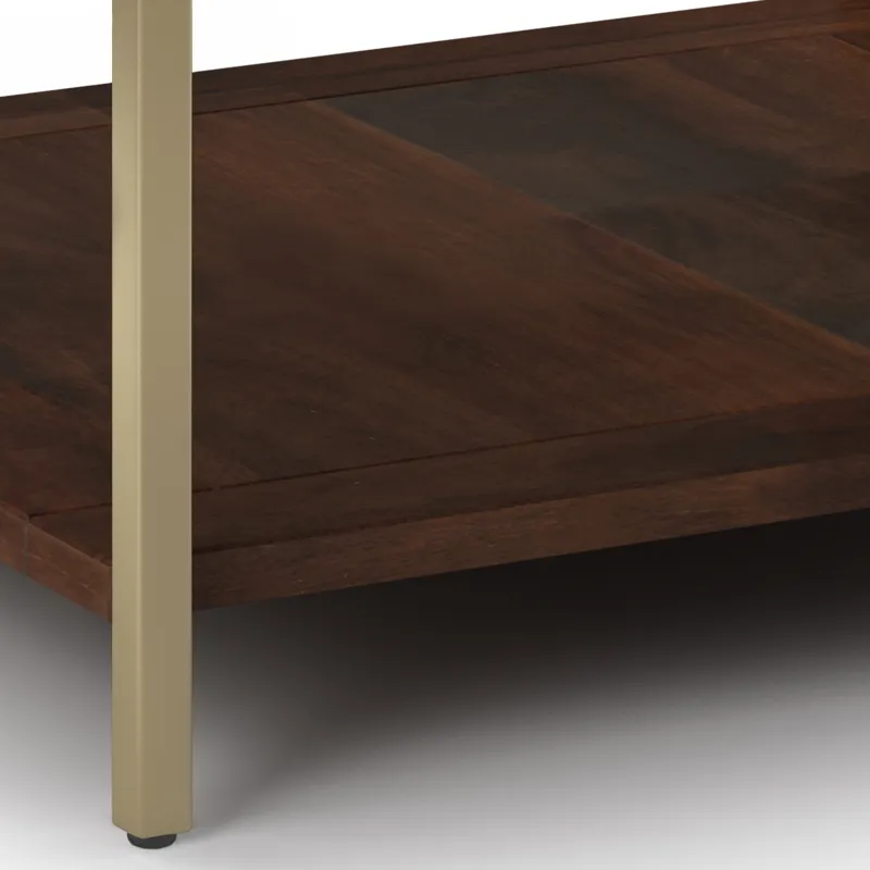 Skyler - Square Coffee Table - Dark Brown / Gold