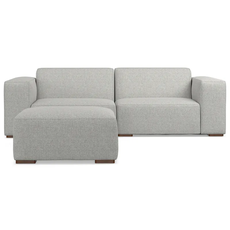 Rex - 2 Seater Sofa and Ottoman - Pale Gray