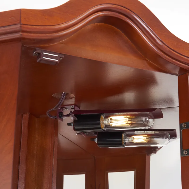 Corner Curio Cabinet With Lights, Adjustable Tempered Glass Shelves, Mirrored Back, Display Cabinet 