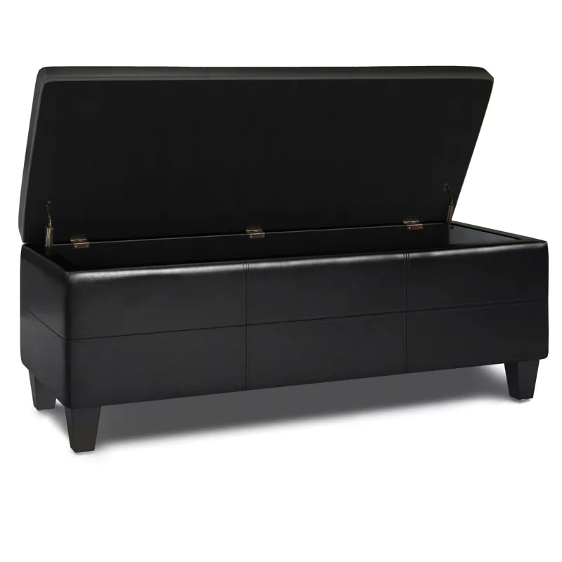 Afton - Storage Ottoman Bench - Midnight Black