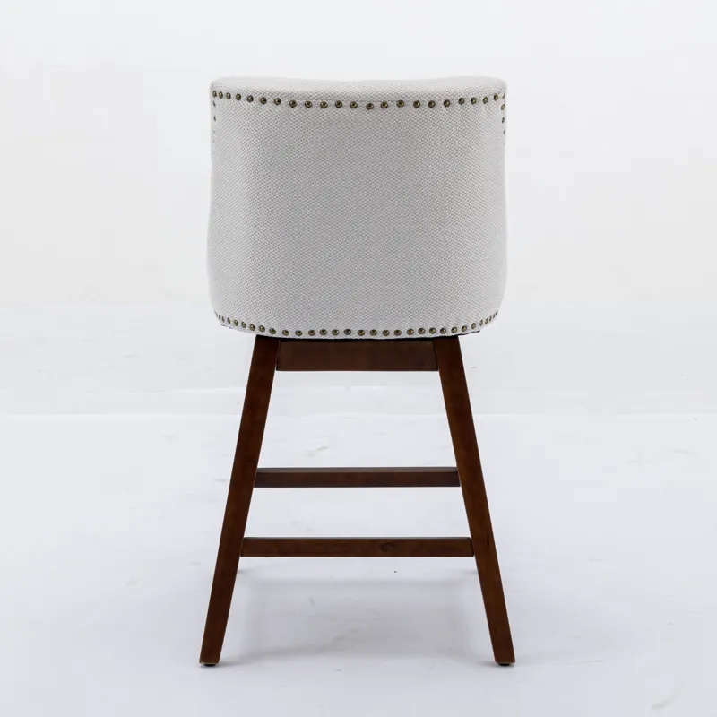 Counter Height Swivel Barstools, Upholstered Bar Stools (Set of 2) - Ivory