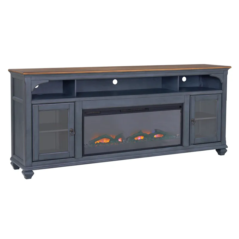 Americana - 86\" Fireplace TV Stand - Corduroy Blue