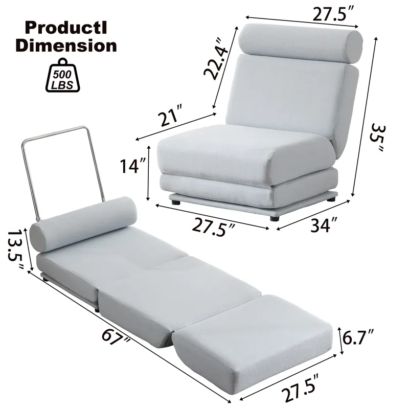 Single Sofa Chair Foldable Single Sofa Bed With Pillow, Portable Foldable Sofa Bed, Leisure Sofa Cha